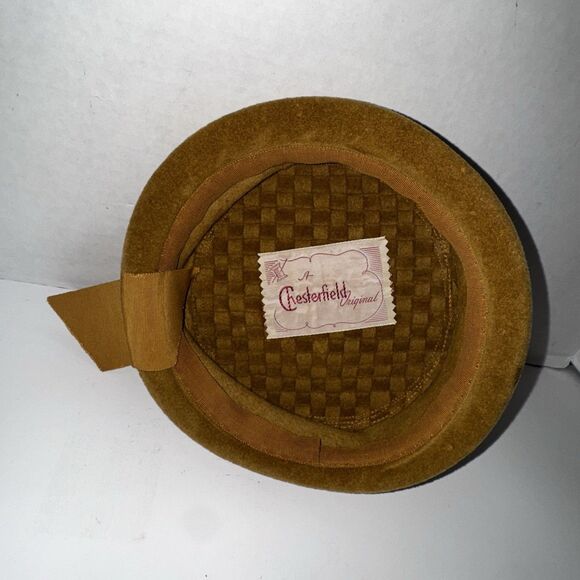 Vintage 1950s Chesterfield Pillbox Hat Mustard Yellow Felt Womens Mid Century main image 7